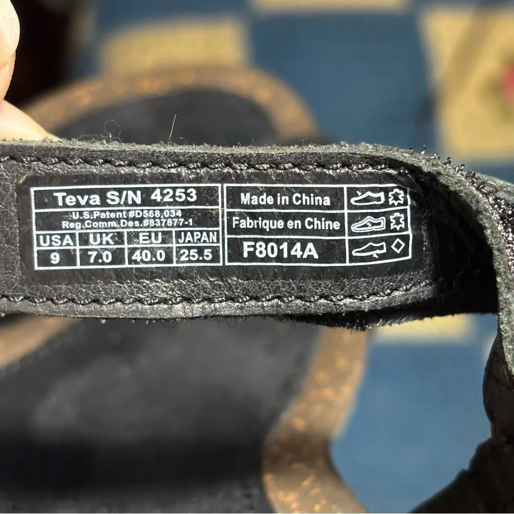 Teva Ventura Black Leather Wedge Ankle Strap Sandals 4253. Women’s 9 - Picture 5 of 5